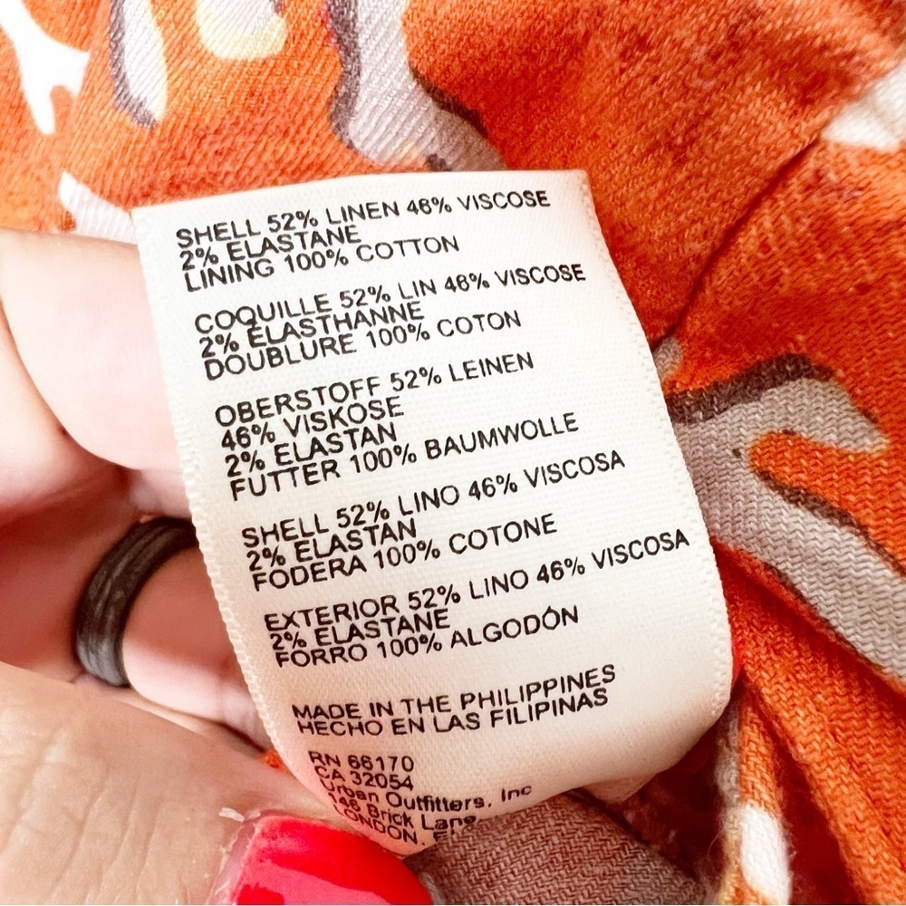 Maeve Anthropologie Orange and White Coral Patterned Jumpsuit Size 4 - Picture 11 of 11